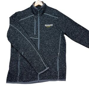 Amazon Jacket Men Small Gray Marled Long Sleeve Full Zip Fleece Elevate EUC